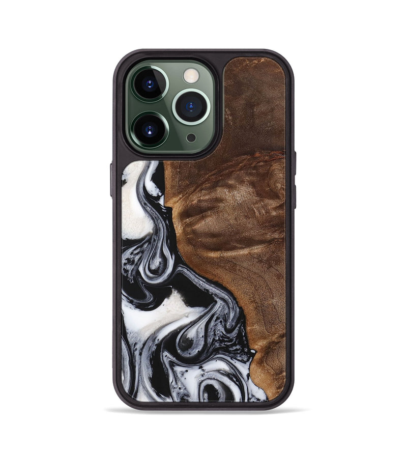 iPhone 13 Pro Wood+Resin Phone Case - Jennifer (Black & White, 723253)