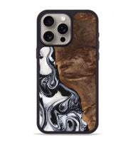 iPhone 15 Pro Max Wood+Resin Phone Case - Jennifer (Black & White, 723253)