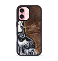 iPhone 16 Wood+Resin Phone Case - Jennifer (Black & White, 723253)