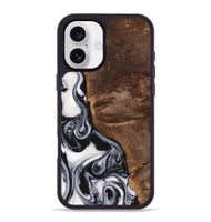 iPhone 16 Plus Wood+Resin Phone Case - Jennifer (Black & White, 723253)