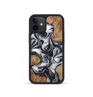 iPhone 12 mini Wood+Resin Phone Case - Helen (Black & White, 723254)