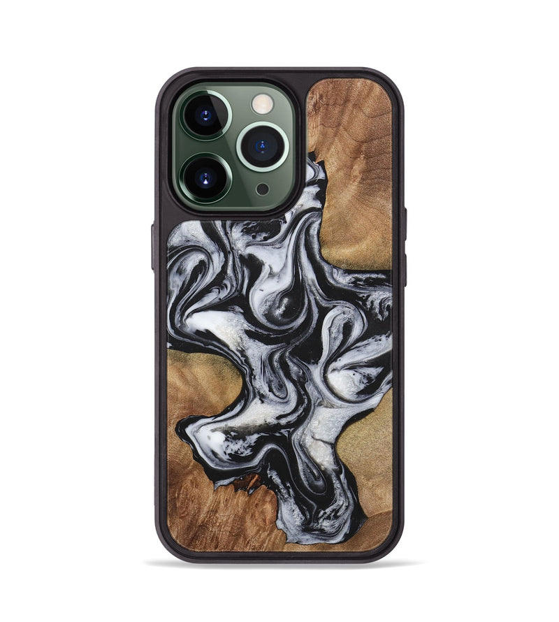 iPhone 13 Pro Wood+Resin Phone Case - Helen (Black & White, 723254)