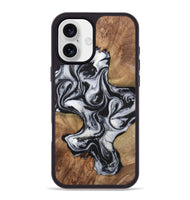 iPhone 16 Plus Wood+Resin Phone Case - Helen (Black & White, 723254)