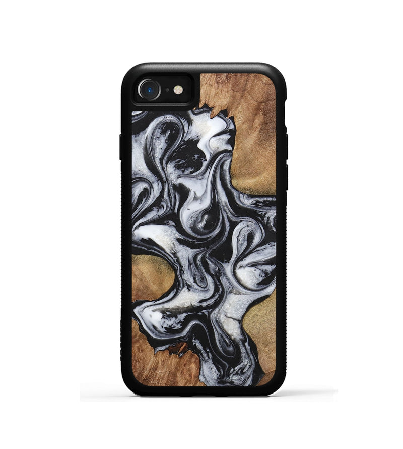 iPhone SE Wood+Resin Phone Case - Helen (Black & White, 723254)