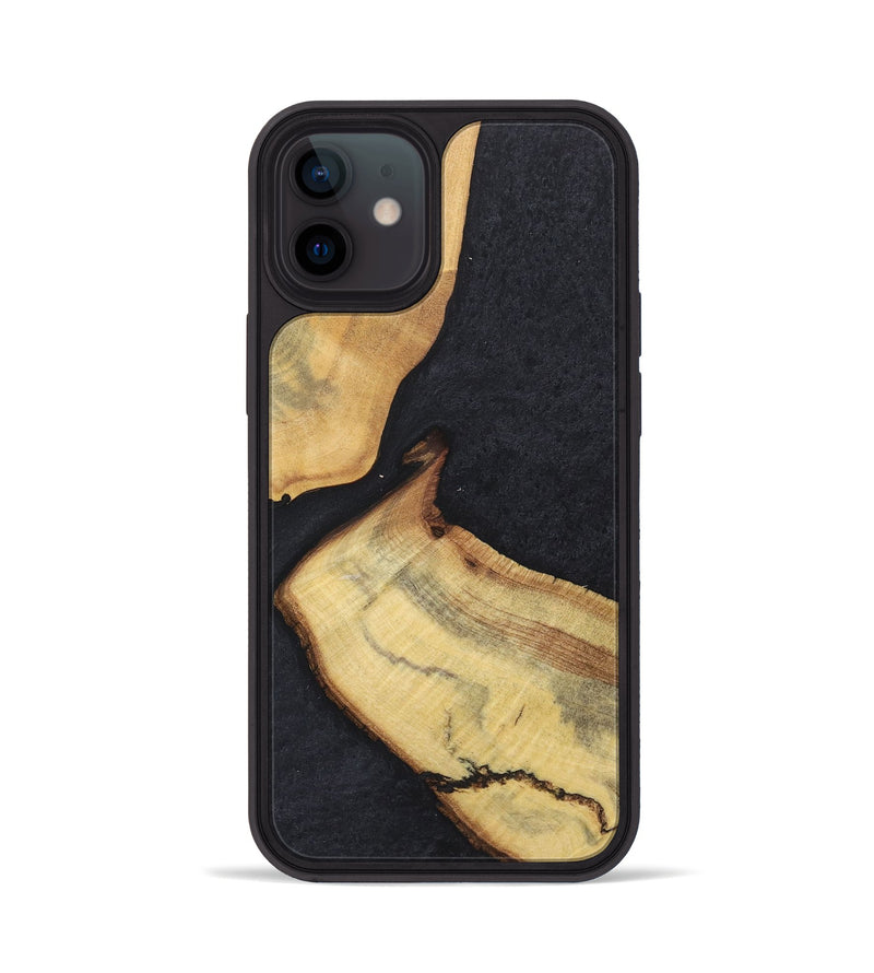 iPhone 12 Wood Phone Case - Wendi (Pure Black, 723308)