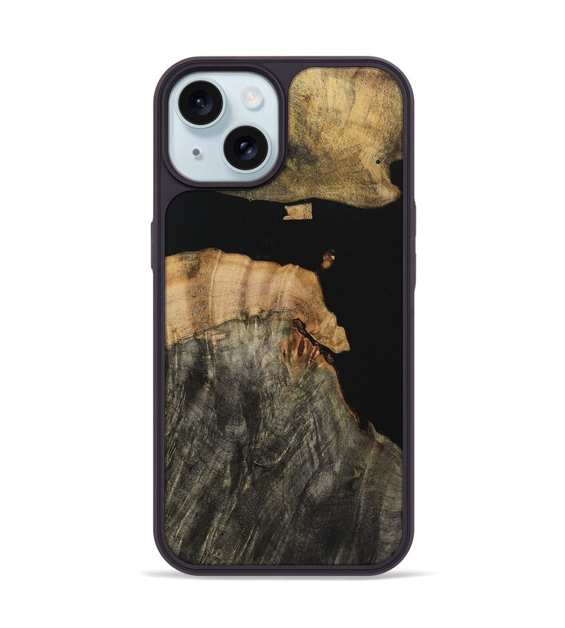 iPhone 15 Wood Phone Case - Mary (Pure Black, 723326)