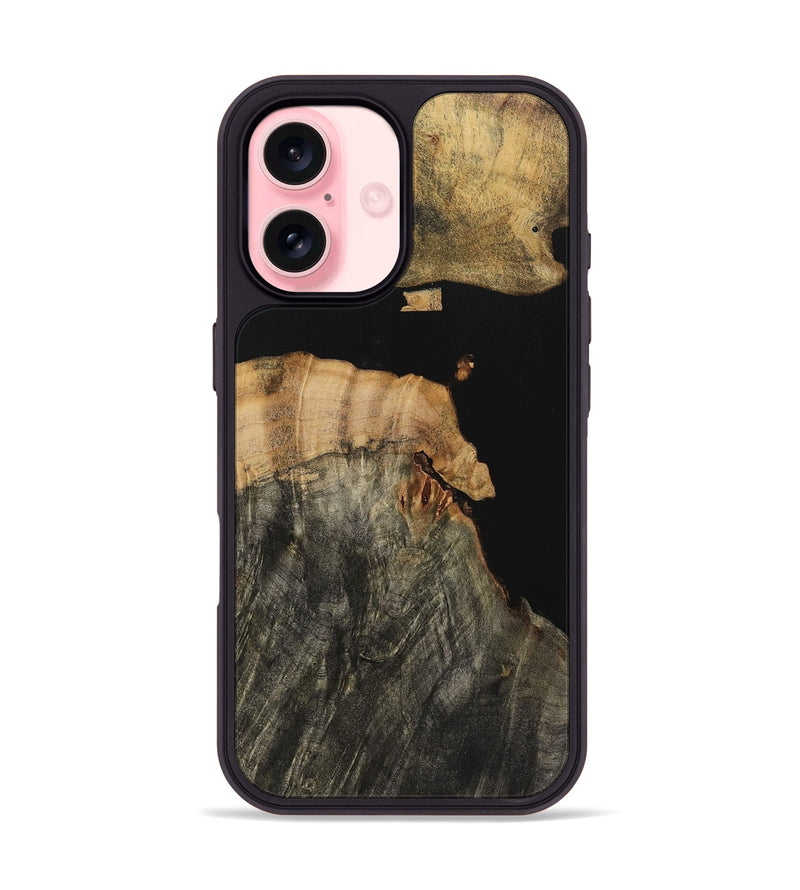 iPhone 16 Wood Phone Case - Mary (Pure Black, 723326)