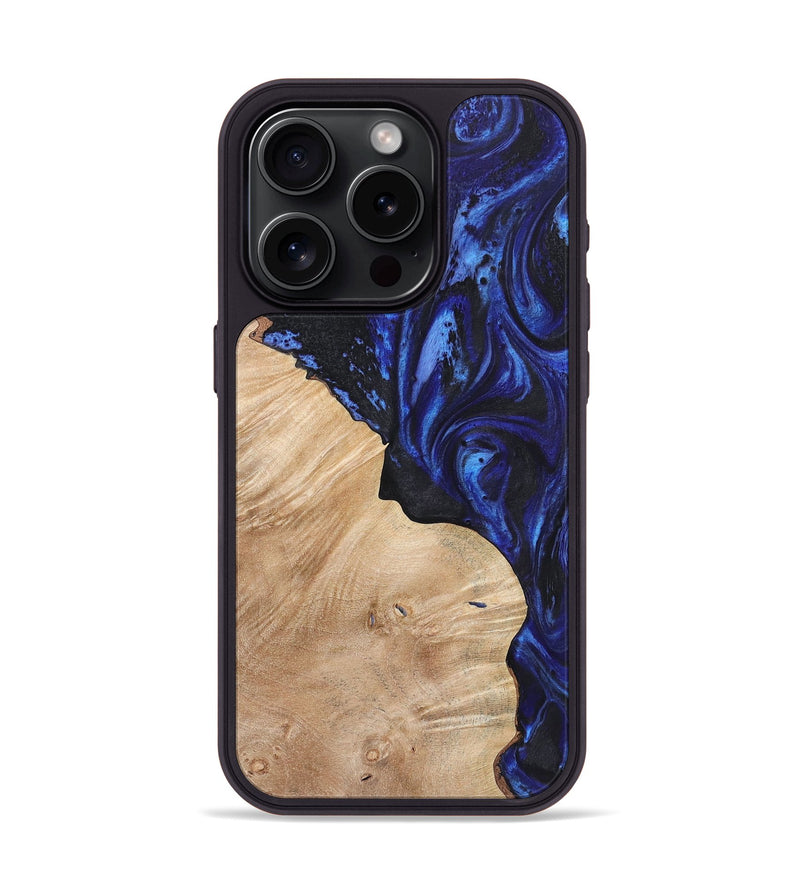 iPhone 15 Pro Wood Phone Case - Lacey (Blue, 723363)