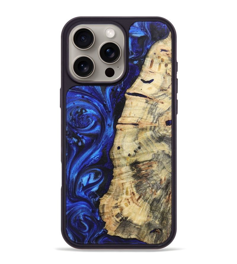 iPhone 16 Pro Max Wood Phone Case - Laura (Blue, 723365)