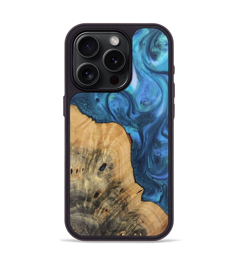 iPhone 15 Pro Wood Phone Case - Fernanda (Blue, 723372)