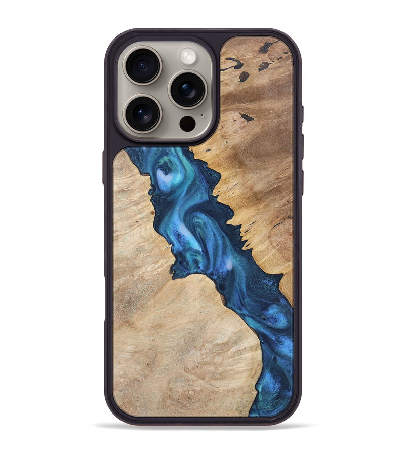 iPhone 16 Pro Max Wood Phone Case - Mae (Blue, 723379)