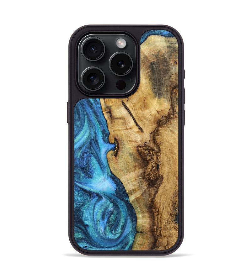 iPhone 15 Pro Wood Phone Case - Maddox (Blue, 723381)