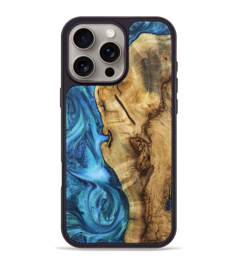 iPhone 16 Pro Max Wood Phone Case - Maddox (Blue, 723381)