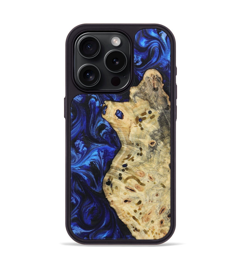 iPhone 15 Pro Wood Phone Case - Nicolette (Blue, 723382)