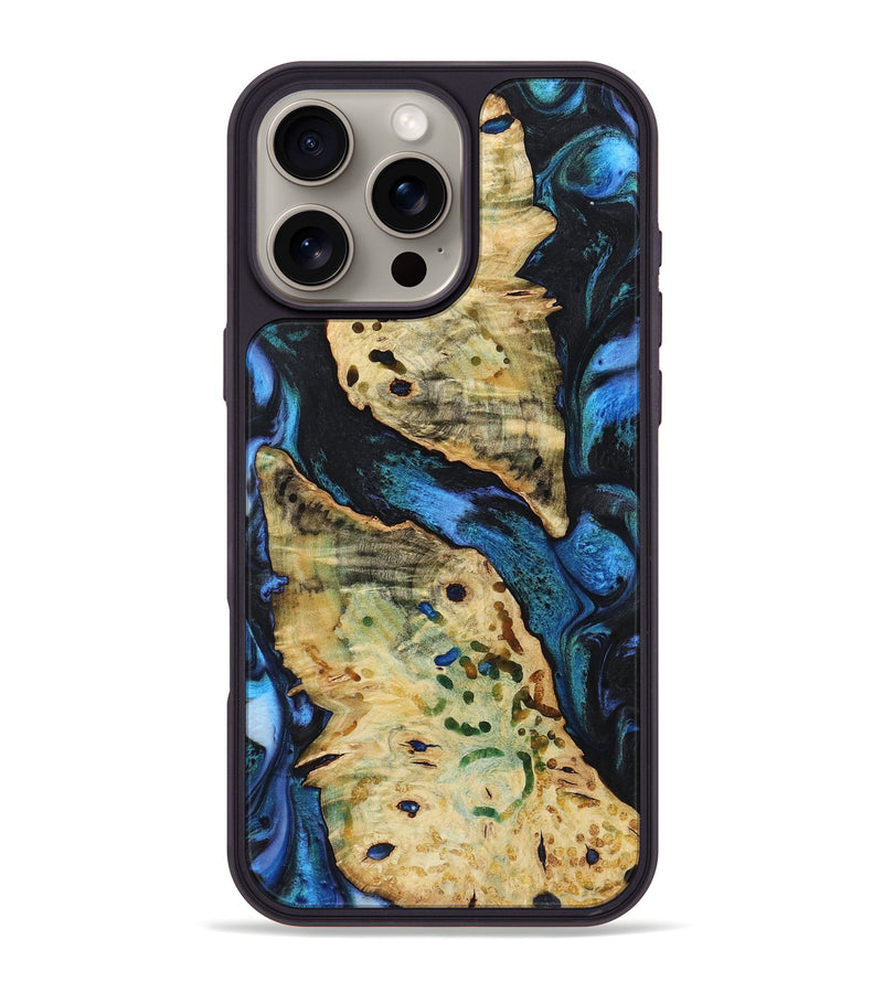 iPhone 16 Pro Max Wood Phone Case - Shaun (Blue, 723383)