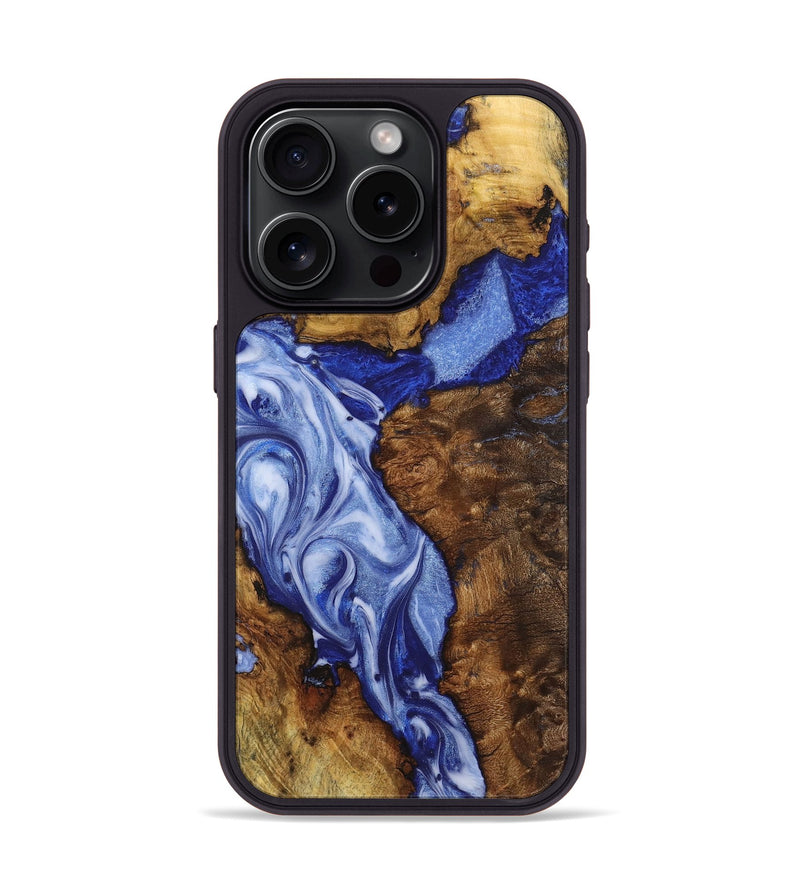 iPhone 15 Pro Wood Phone Case - Reese (Blue, 723385)