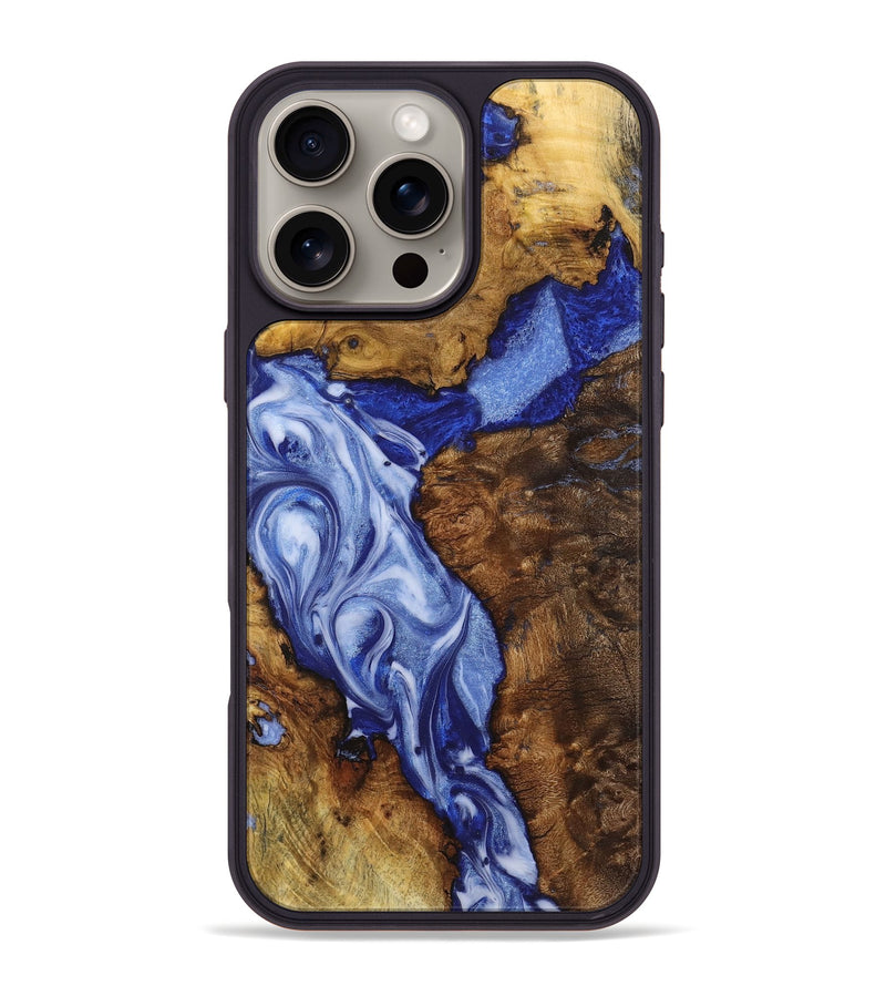 iPhone 16 Pro Max Wood Phone Case - Reese (Blue, 723385)