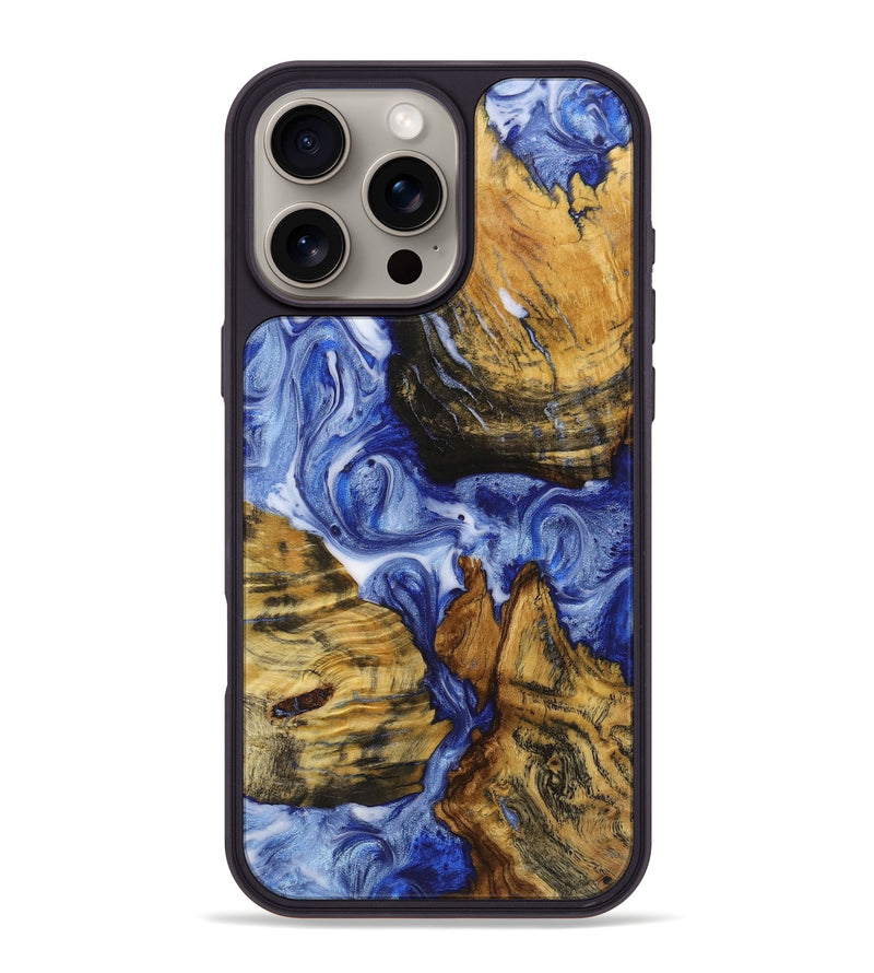 iPhone 16 Pro Max Wood Phone Case - Taryn (Blue, 723386)