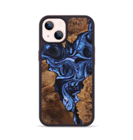 iPhone 14 Wood Phone Case - Daisy (Blue, 723388)