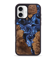 iPhone 16 Plus Wood Phone Case - Daisy (Blue, 723388)