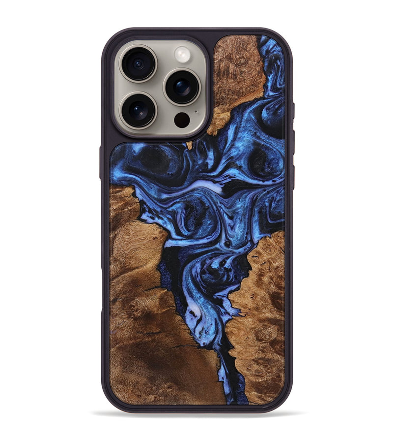 iPhone 16 Pro Max Wood Phone Case - Daisy (Blue, 723388)