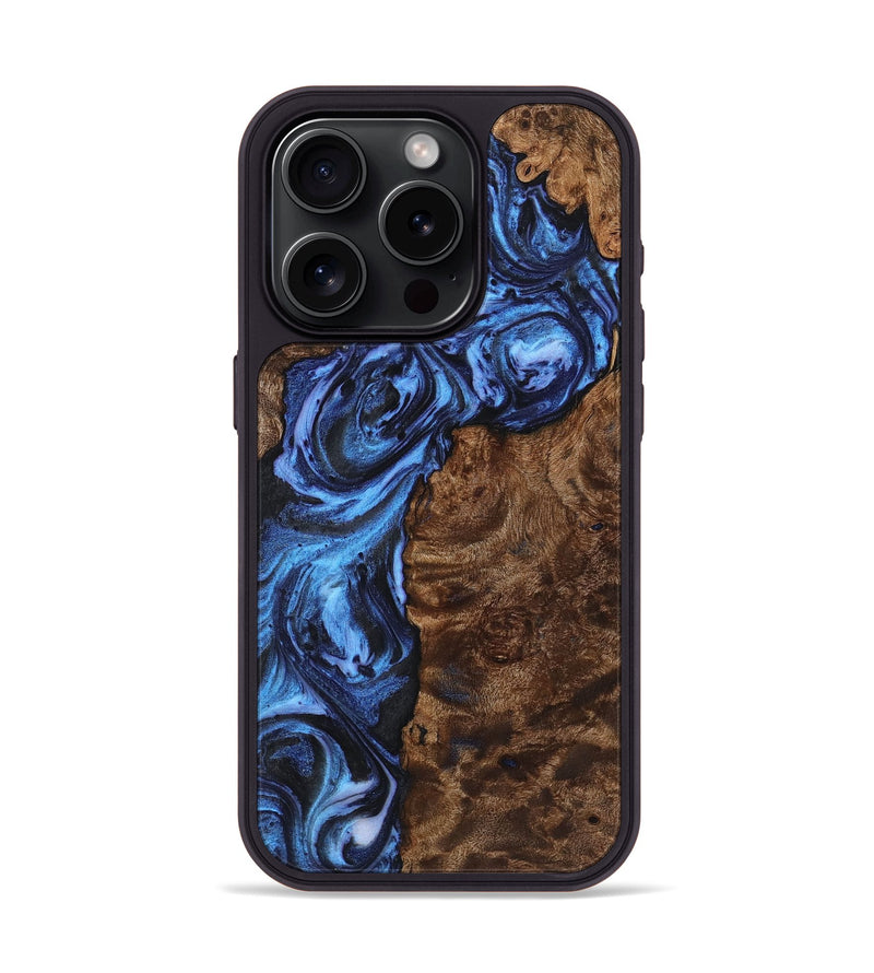 iPhone 15 Pro Wood Phone Case - Millie (Blue, 723389)