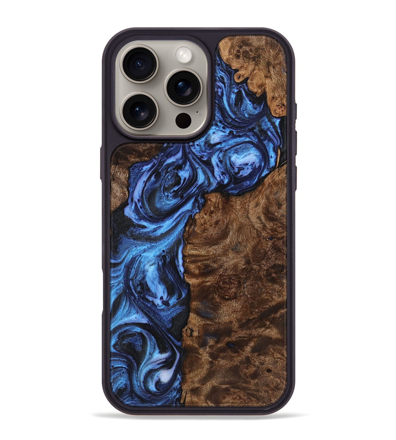 iPhone 16 Pro Max Wood Phone Case - Millie (Blue, 723389)