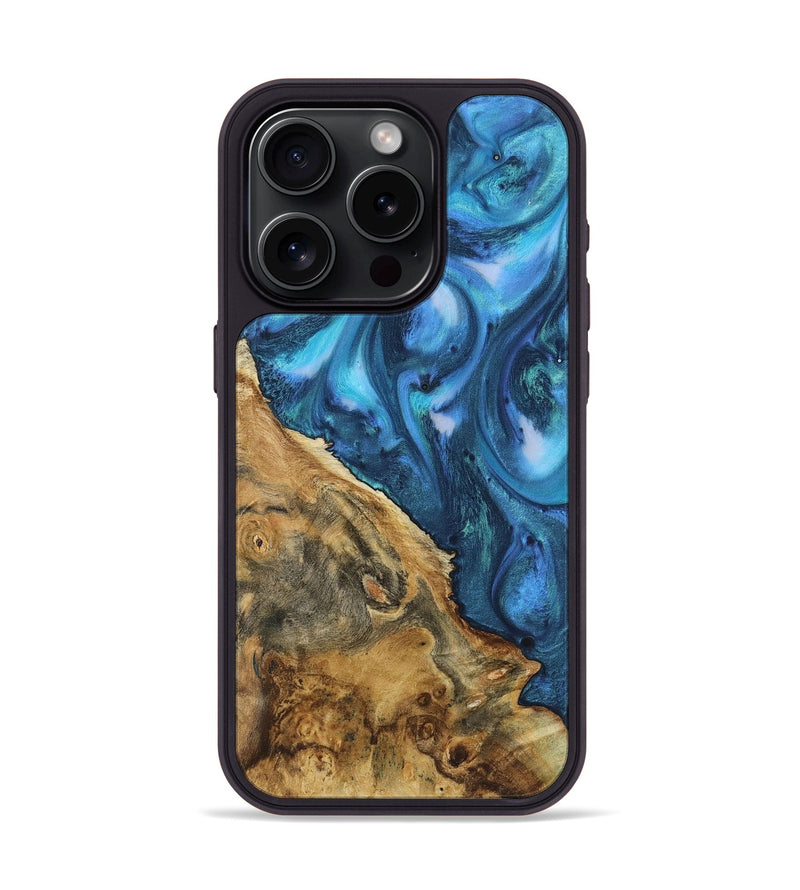 iPhone 15 Pro Wood Phone Case - Clifton (Blue, 723398)