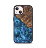 iPhone 14 Wood Phone Case - Tiffany (Blue, 723402)