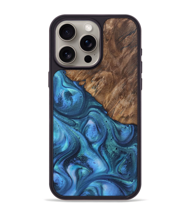 iPhone 15 Pro Max Wood Phone Case - Tiffany (Blue, 723402)