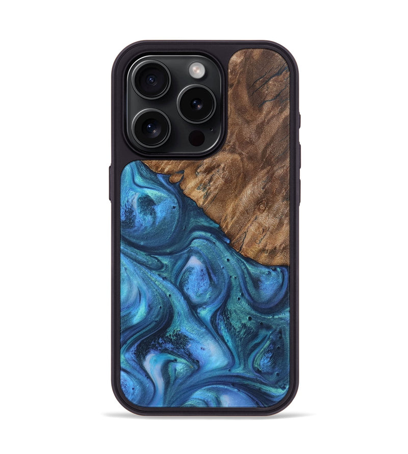 iPhone 15 Pro Wood Phone Case - Tiffany (Blue, 723402)