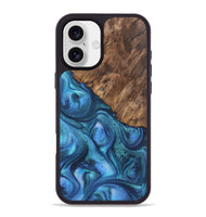 iPhone 16 Plus Wood Phone Case - Tiffany (Blue, 723402)