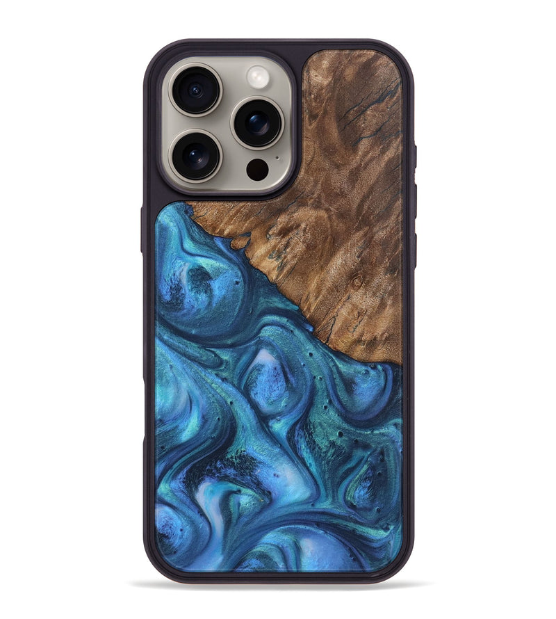 iPhone 16 Pro Max Wood Phone Case - Tiffany (Blue, 723402)