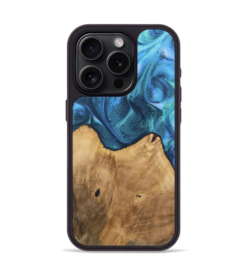 iPhone 15 Pro Wood Phone Case - Brendon (Blue, 723404)