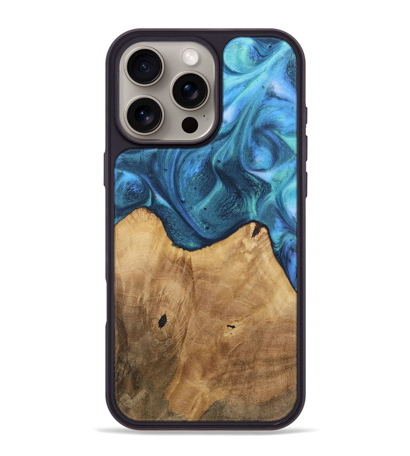 iPhone 16 Pro Max Wood Phone Case - Brendon (Blue, 723404)