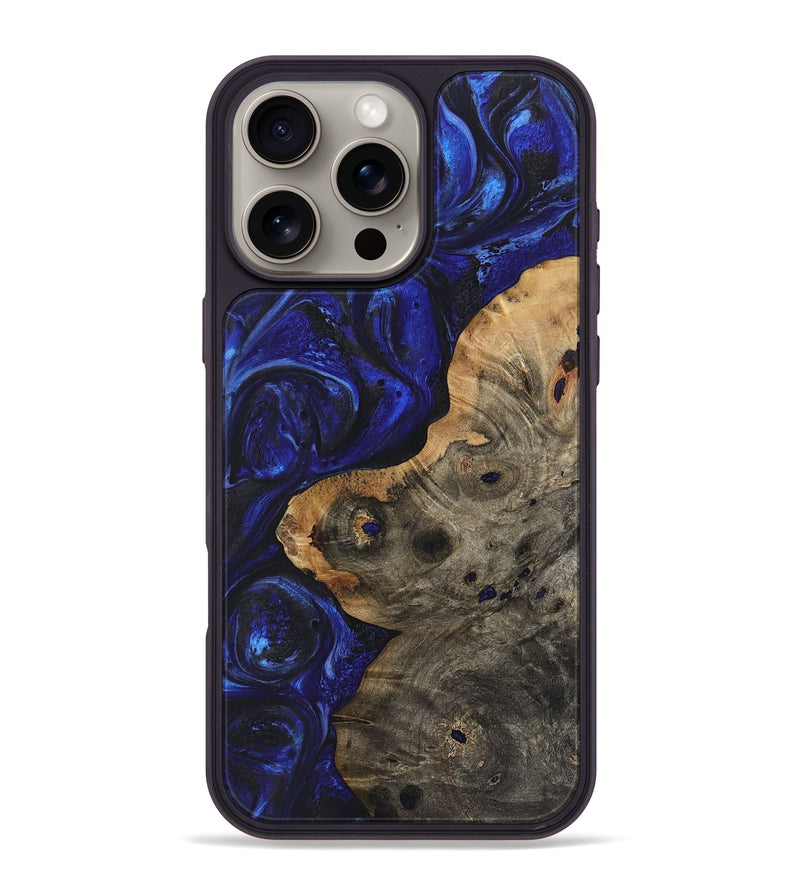 iPhone 16 Pro Max Wood Phone Case - Camryn (Blue, 723405)