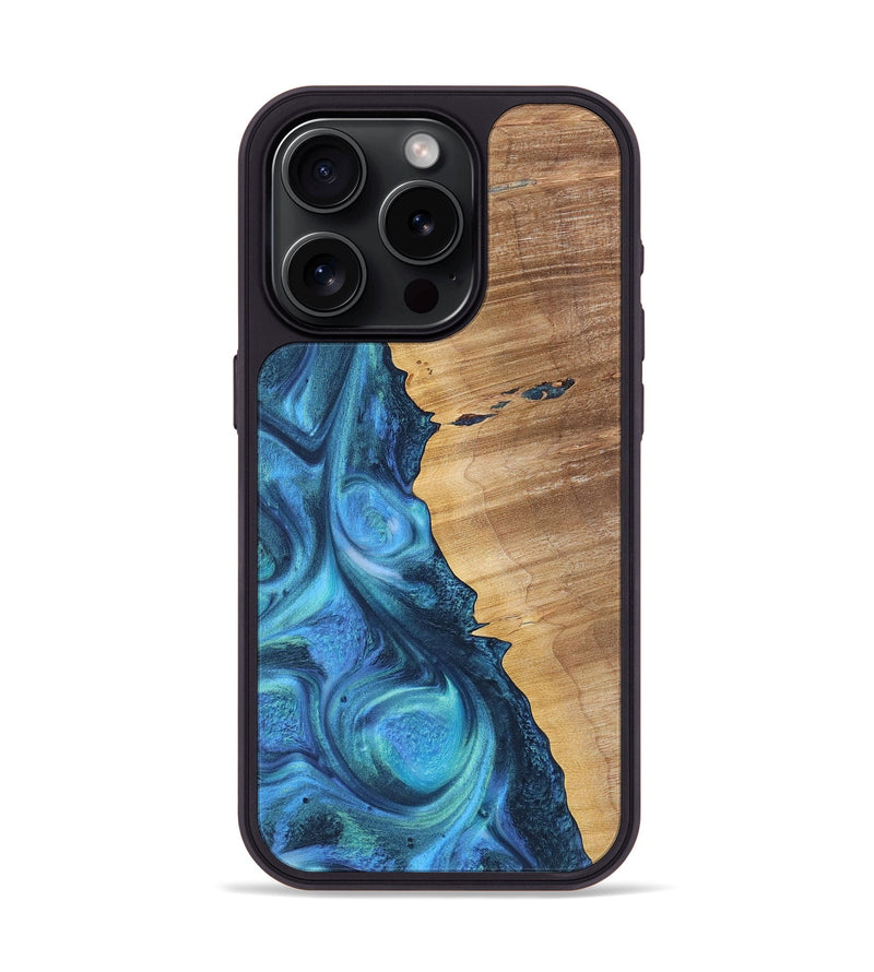 iPhone 15 Pro Wood Phone Case - Bria (Blue, 723406)