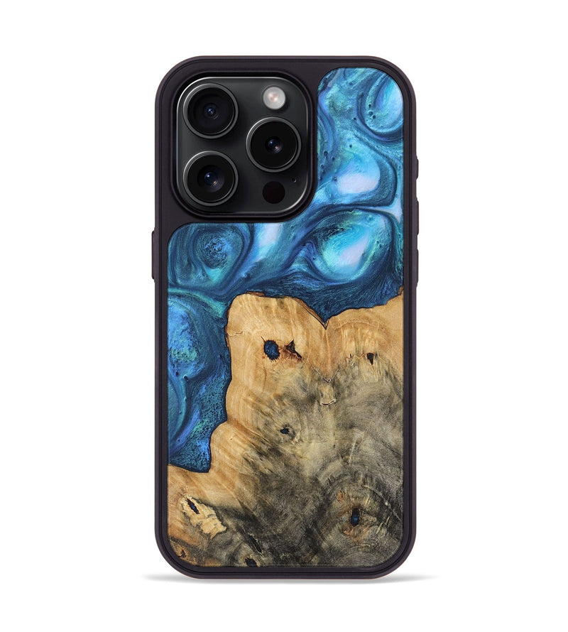 iPhone 15 Pro Wood Phone Case - Morris (Blue, 723408)