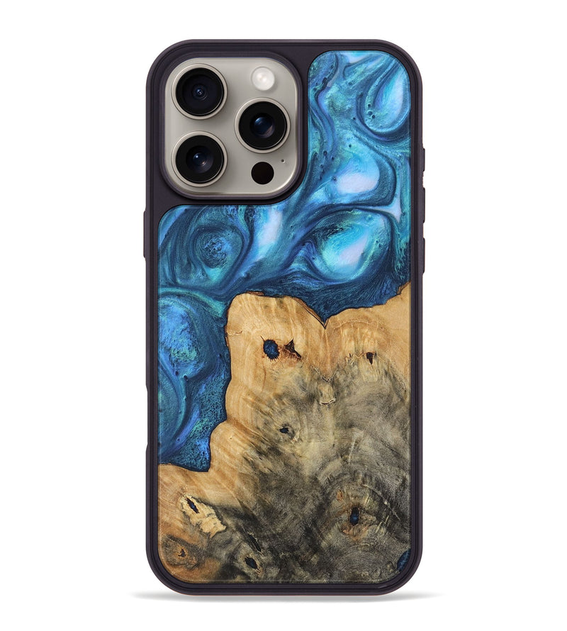 iPhone 16 Pro Max Wood Phone Case - Morris (Blue, 723408)