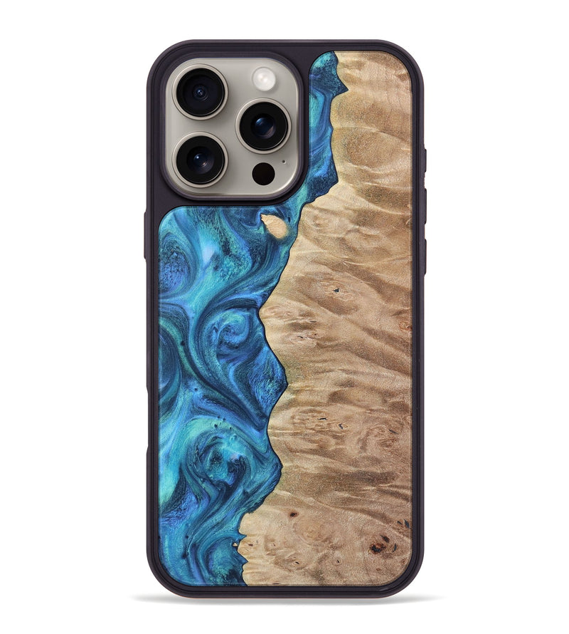 iPhone 16 Pro Max Wood Phone Case - Bart (Blue, 723411)