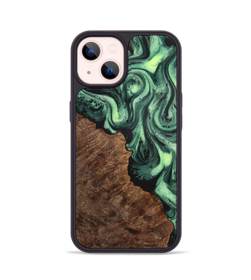 iPhone 14 Wood Phone Case - Natasha (Green, 723421)