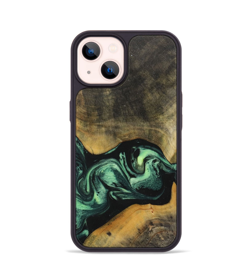 iPhone 14 Wood Phone Case - Nina (Green, 723422)