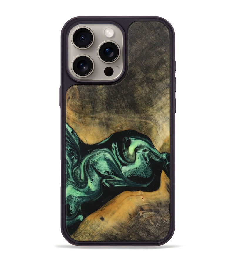 iPhone 16 Pro Max Wood Phone Case - Nina (Green, 723422)