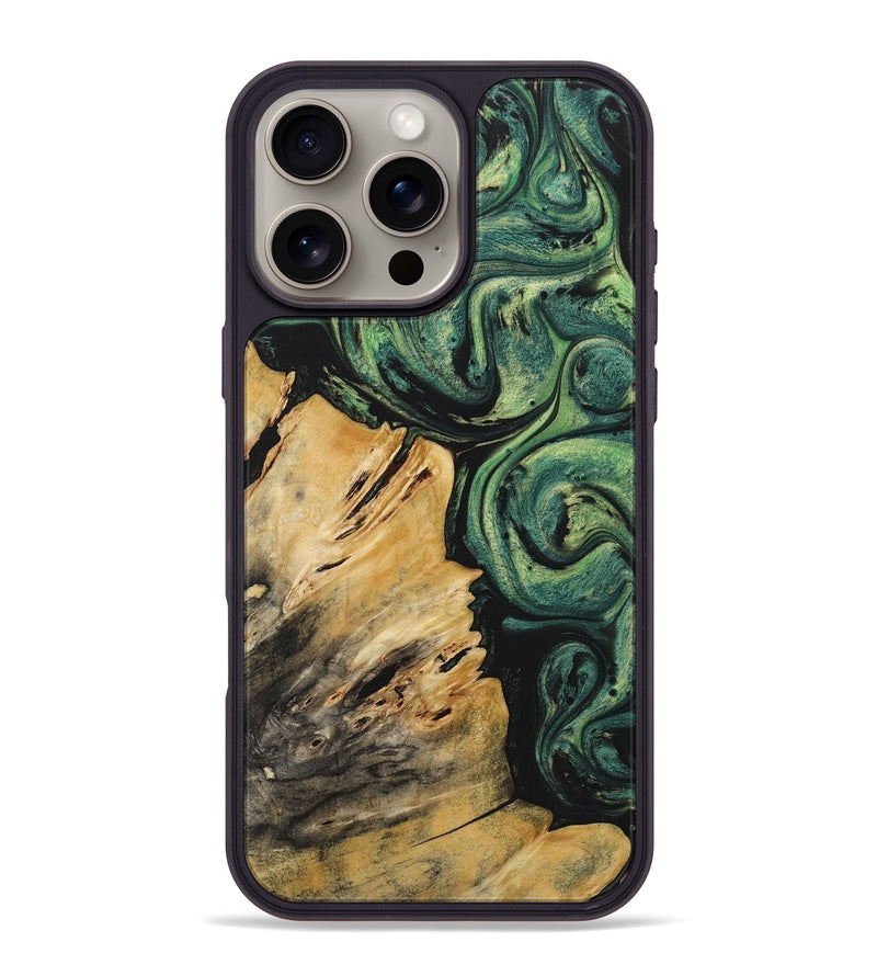 iPhone 16 Pro Max Wood Phone Case - Nancy (Green, 723425)