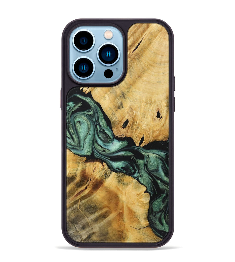 iPhone 14 Pro Max Wood Phone Case - Sammy (Green, 723434)