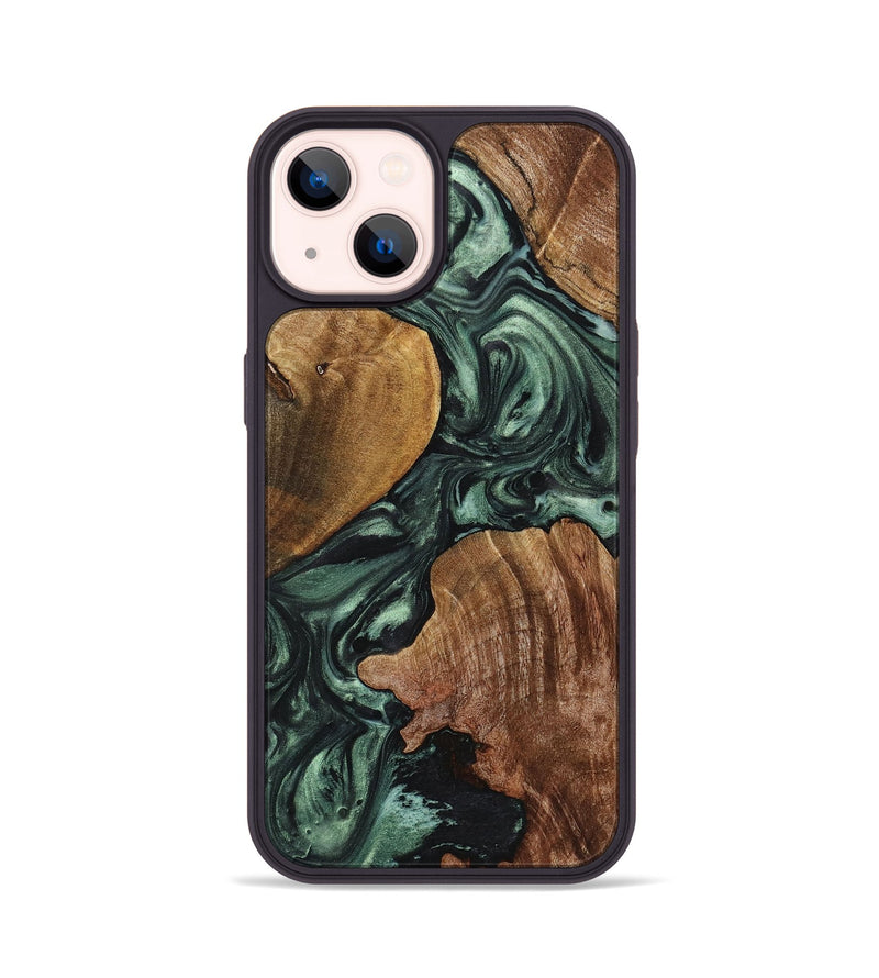 iPhone 14 Wood Phone Case - Sienna (Green, 723442)