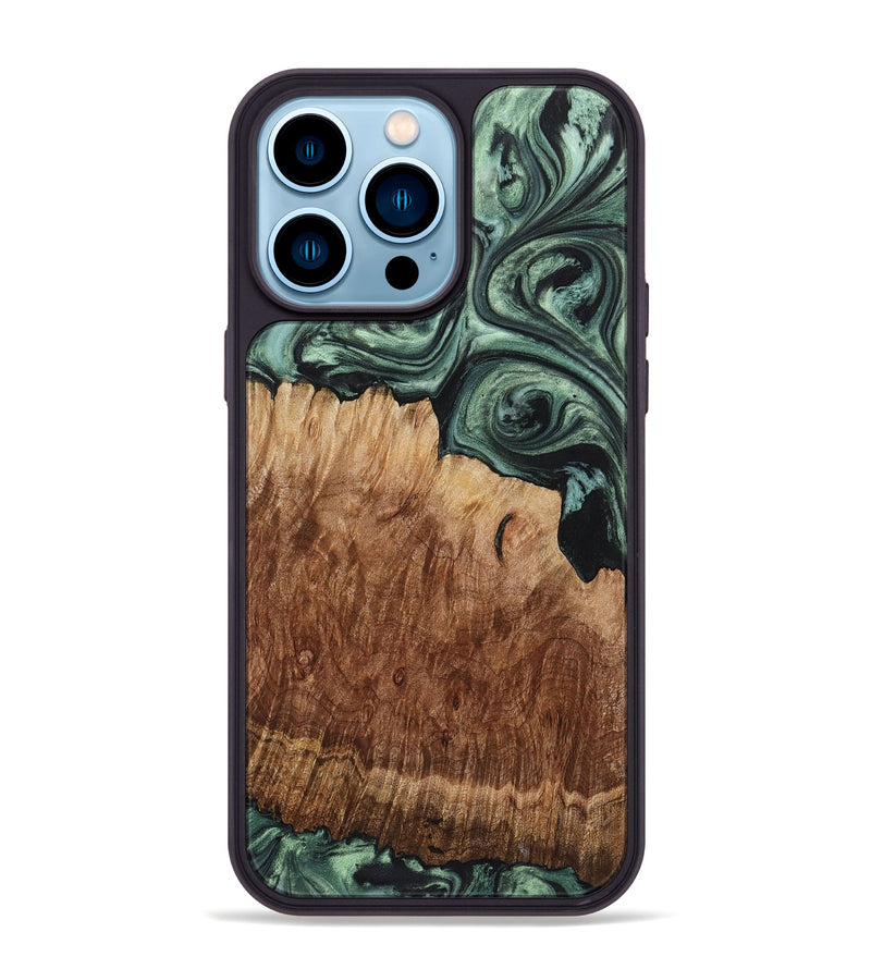 iPhone 14 Pro Max Wood Phone Case - Rihanna (Green, 723445)