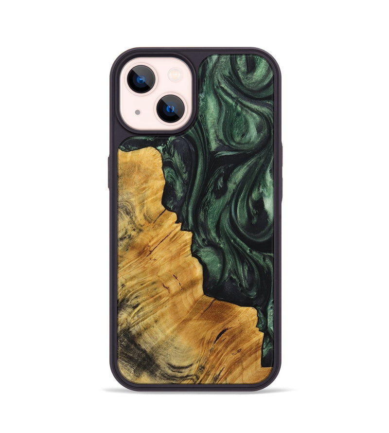 iPhone 14 Wood Phone Case - April (Green, 723466)