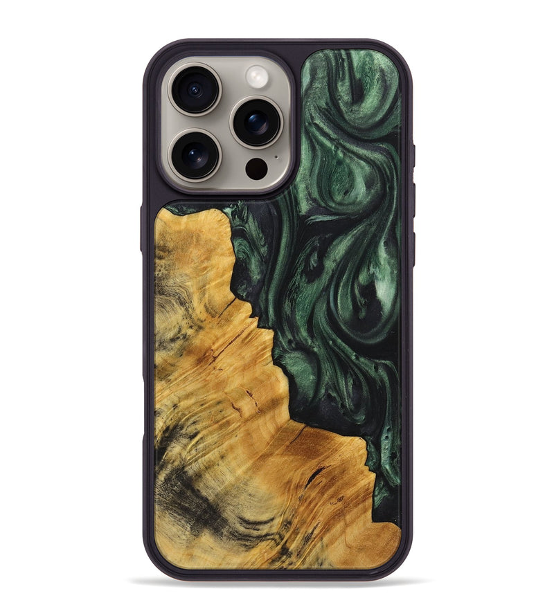 iPhone 16 Pro Max Wood Phone Case - April (Green, 723466)