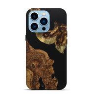 iPhone 14 Pro Wood Live Edge Phone Case - Kaylin (Pure Black, 723600)